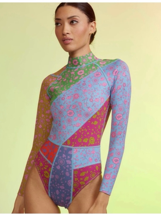 Cynthia Rowley Other - Cynthia Rowley Patchwork Floral Wetsuit Surf Suit Womens Large SPF 50 NEW